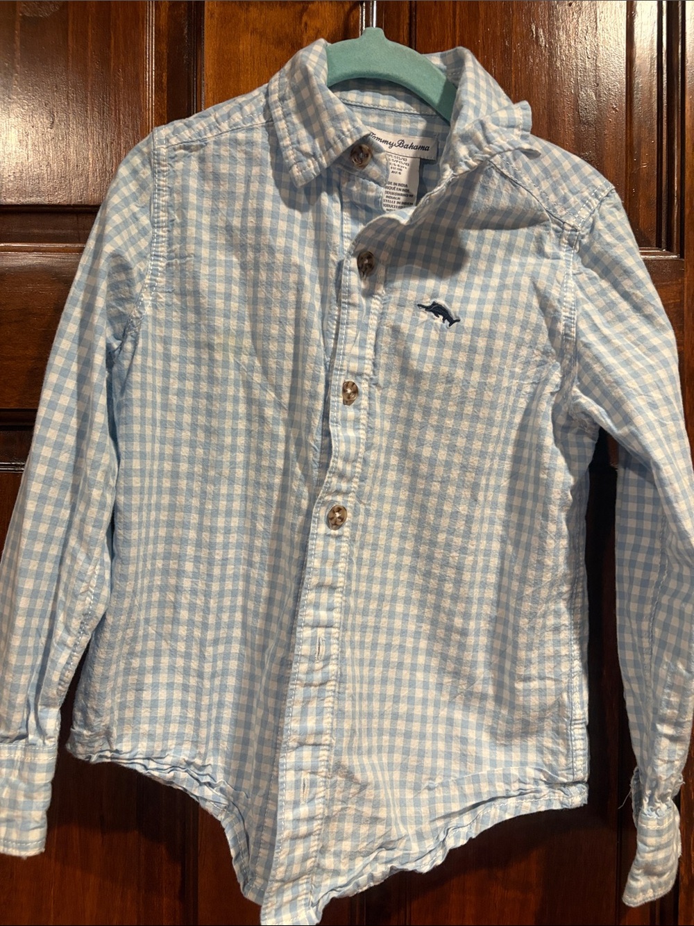 Tommy Bahama Boys Light Blue & White Gingham Button-Down Shirt